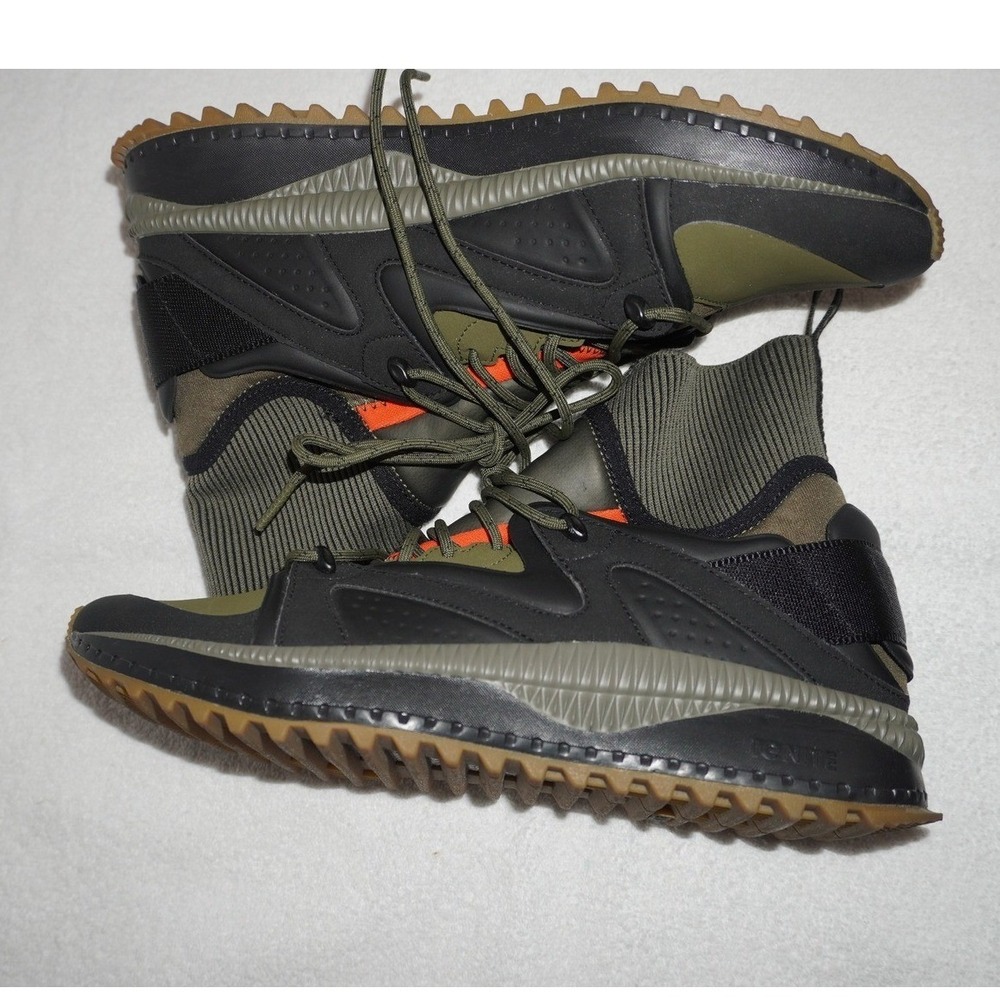 Puma Tsugi Jun Shield Mens 9 Sneakers Olive Black Orange High Top 365444-01